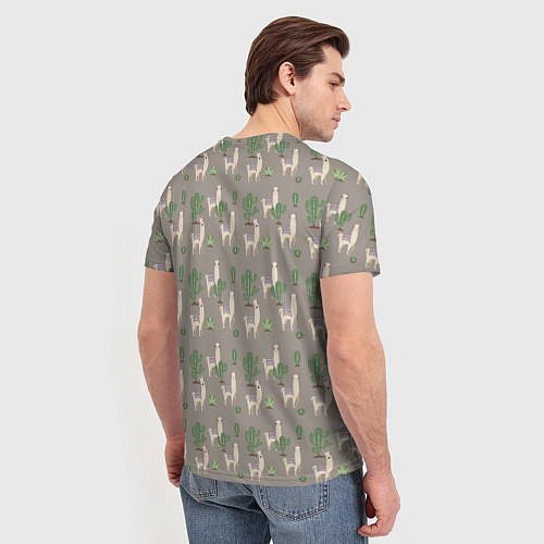 Мужская футболка Три забавных ламы среди кактусов / 3D-принт – фото 4