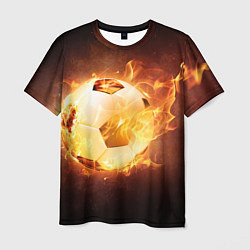 Мужская футболка Футбольный мяч огонь