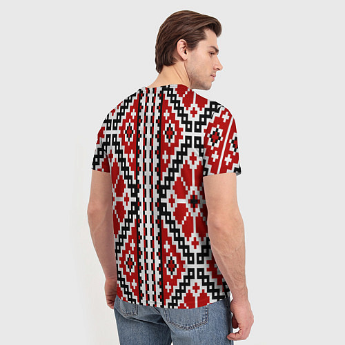 Мужская футболка Вышивка геометрический узор крест / 3D-принт – фото 4