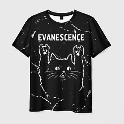 Мужская футболка Группа Evanescence и рок кот
