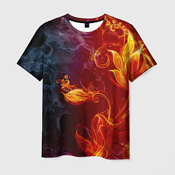 Мужская футболка Огненный цветок с дымом