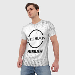 Футболка мужская Nissan с потертостями на светлом фоне, цвет: 3D-принт — фото 2