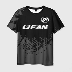 Футболка мужская Lifan speed на темном фоне со следами шин: символ, цвет: 3D-принт