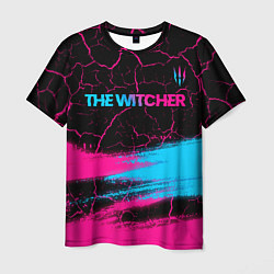 Мужская футболка The Witcher - neon gradient: символ сверху