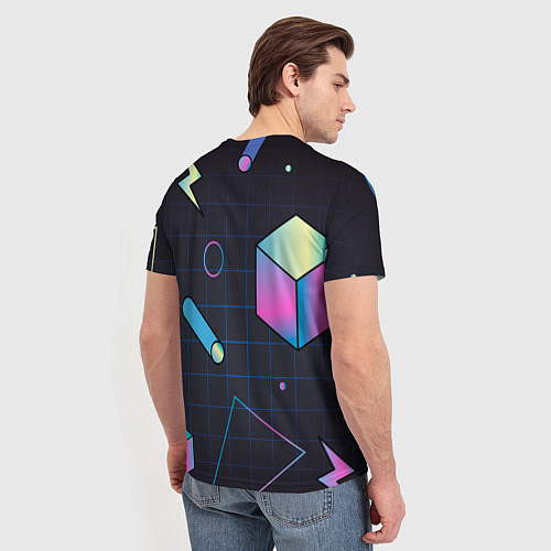 Мужская футболка Геометрические фигуры на темном фоне / 3D-принт – фото 4