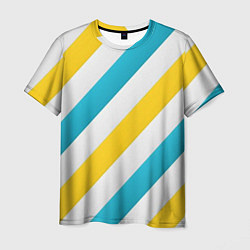 Футболка мужская Желтые и синие полосы, цвет: 3D-принт