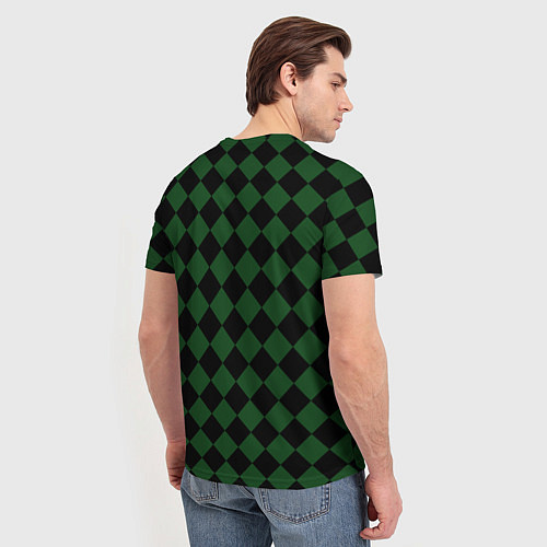 Мужская футболка Краснодар черно-зеленая клетка / 3D-принт – фото 4