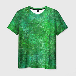 Мужская футболка Узорчатый зеленый стеклоблок имитация
