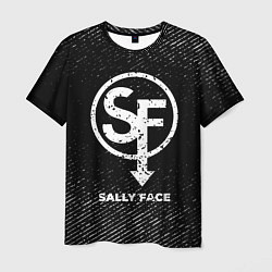 Мужская футболка Sally Face с потертостями на темном фоне