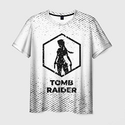 Мужская футболка Tomb Raider с потертостями на светлом фоне
