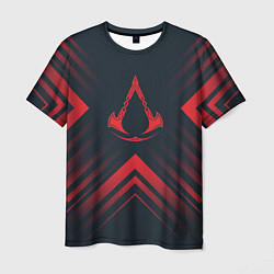 Мужская футболка Красный символ Assassins Creed на темном фоне со с