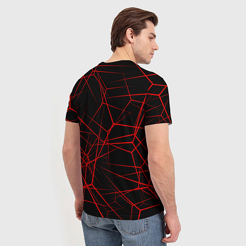Мужская футболка Красные линии на черном фоне / 3D-принт – фото 4