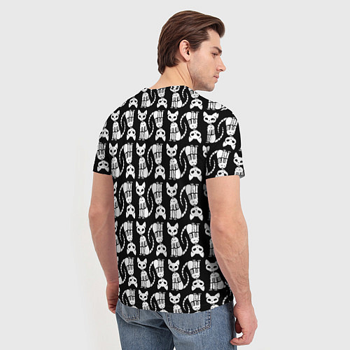 Мужская футболка Скелет кошки - Halloween pattern / 3D-принт – фото 4