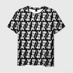 Мужская футболка Скелет кошки - Halloween pattern