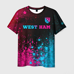 Мужская футболка West Ham - neon gradient: символ сверху