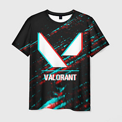 Мужская футболка Valorant в стиле glitch и баги графики на темном ф