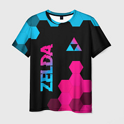 Мужская футболка Zelda - neon gradient: надпись, символ
