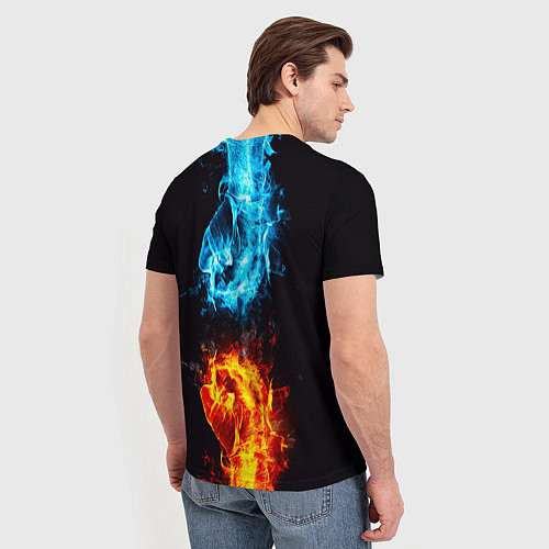 Мужская футболка Огонь и вода - противостояние / 3D-принт – фото 4
