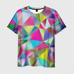 Мужская футболка Радужные трехмерные треугольники