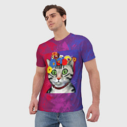 Футболка мужская Кошка Фриды Кало из нейросети, цвет: 3D-принт — фото 2