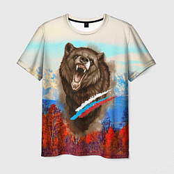 Мужская футболка Не буди зверя русский медведь