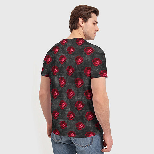 Мужская футболка Красные бутоны цветов / 3D-принт – фото 4