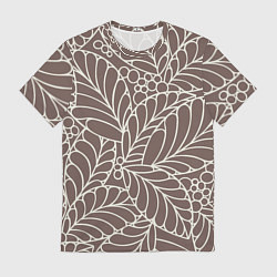 Мужская футболка Кофеиновый паттерн из листьев