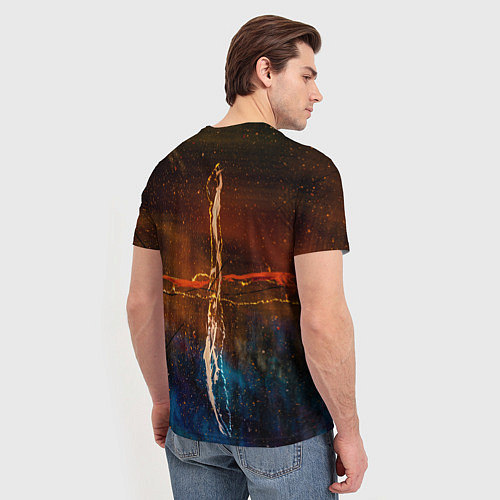 Мужская футболка Тени, блёстки и краски во тьме / 3D-принт – фото 4
