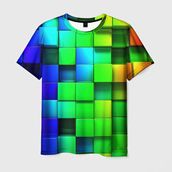 Мужская футболка Цветные неоновые кубы