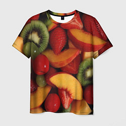 Мужская футболка Фруктово ягодный фон
