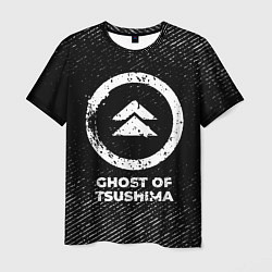 Мужская футболка Ghost of Tsushima с потертостями на темном фоне