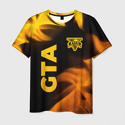 Футболка мужская GTA - gold gradient: надпись, символ, цвет: 3D-принт