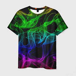 Мужская футболка Разноцветный неоновый дым