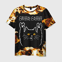 Мужская футболка Crystal Castles рок кот и огонь
