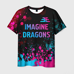 Мужская футболка Imagine Dragons - neon gradient: символ сверху