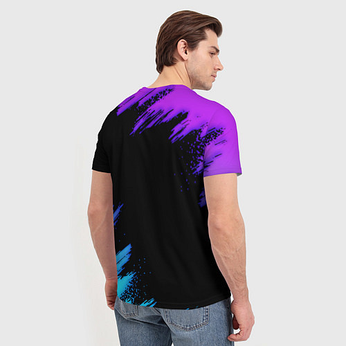 Мужская футболка Stray game neon / 3D-принт – фото 4