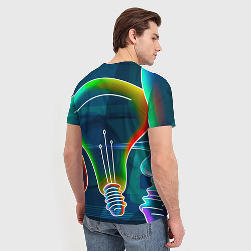 Мужская футболка Неоновые лампы - коллаж / 3D-принт – фото 4