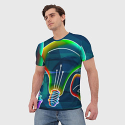 Футболка мужская Неоновые лампы - коллаж, цвет: 3D-принт — фото 2