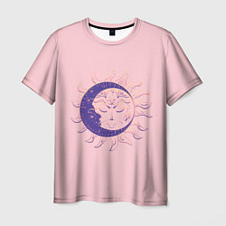 Мужская футболка Спящие солнце и месяц в стиле модерн