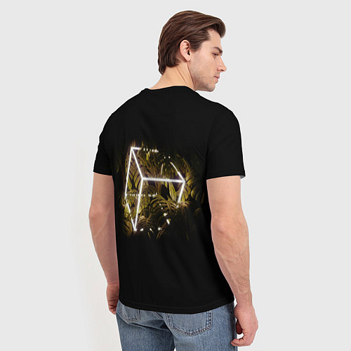 Мужская футболка Неоновый куб среди растений / 3D-принт – фото 4