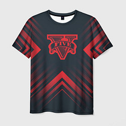 Футболка мужская Красный символ GTA на темном фоне со стрелками, цвет: 3D-принт