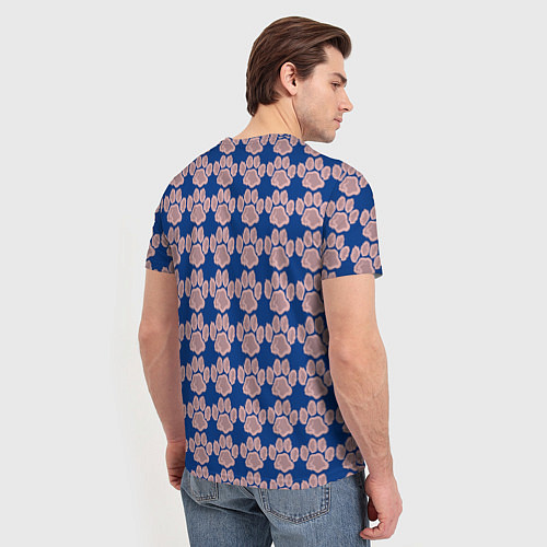 Мужская футболка След собаки на синем фоне / 3D-принт – фото 4