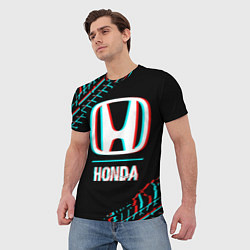 Футболка мужская Значок Honda в стиле glitch на темном фоне, цвет: 3D-принт — фото 2
