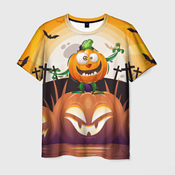 Мужская футболка Веселая тыква хэллоуин