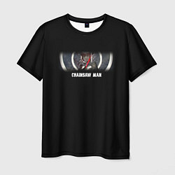 Мужская футболка Человек-бензопила Макима на фоне кругов