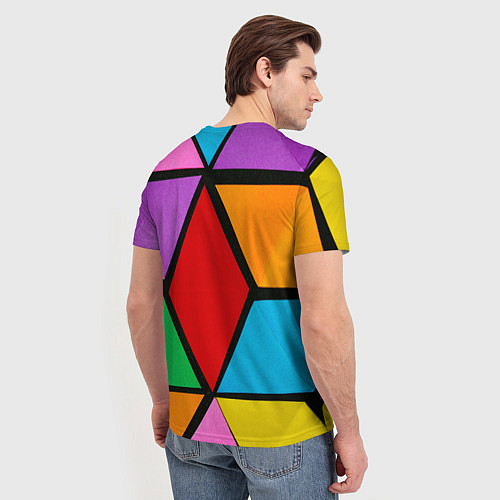Мужская футболка Множество разноцветных ромбов / 3D-принт – фото 4