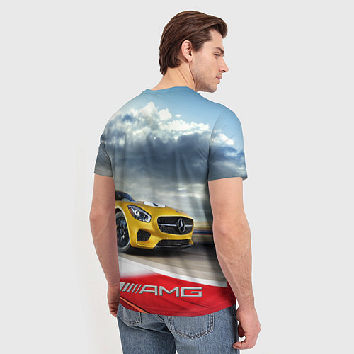 Мужская футболка Mercedes AMG V8 Biturbo на трассе / 3D-принт – фото 4