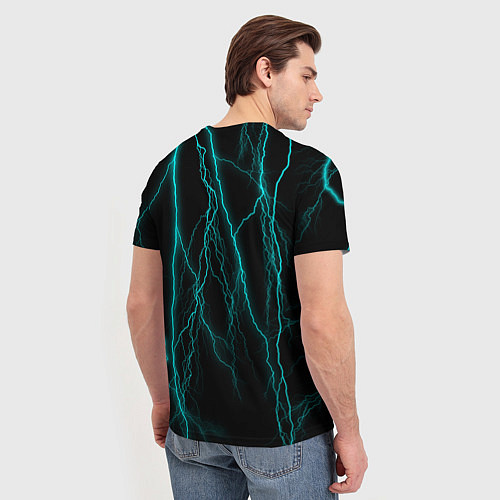 Мужская футболка Неоновые молнии / 3D-принт – фото 4