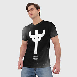 Футболка мужская Judas Priest glitch на темном фоне, цвет: 3D-принт — фото 2