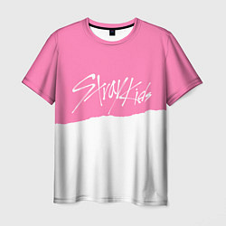 Мужская футболка Stray Kids pink and white